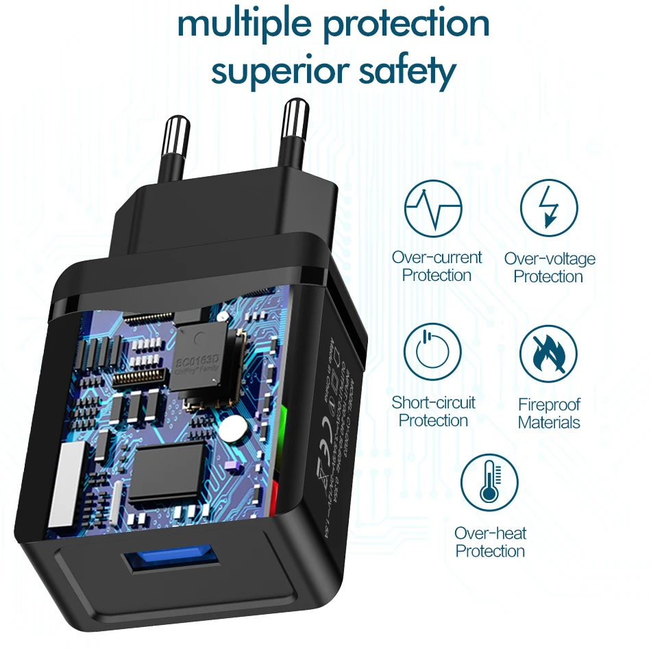 18 Вт Быстрая зарядка 3 0 USB зарядное устройство QC 4 портативный мобильный телефон