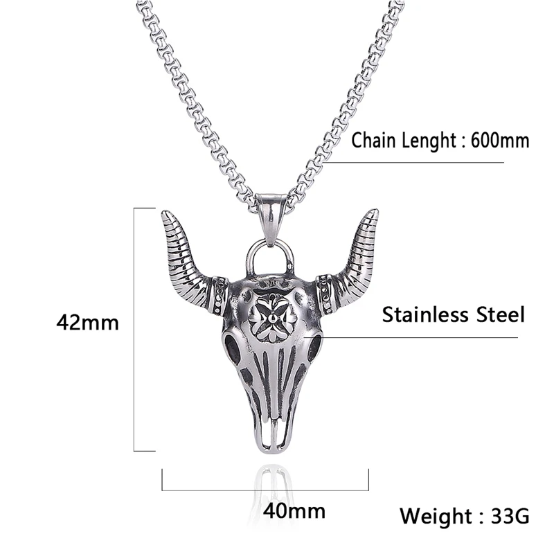 Мужская цепочка с подвеской в виде быка из нержавеющей стали | Украшения и