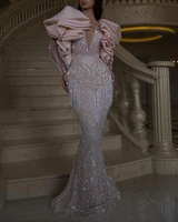 baziiingaaa luxury evening dresses long woman gown 2021 sequins robe de soir parties plus size bride dress prom party gowns
