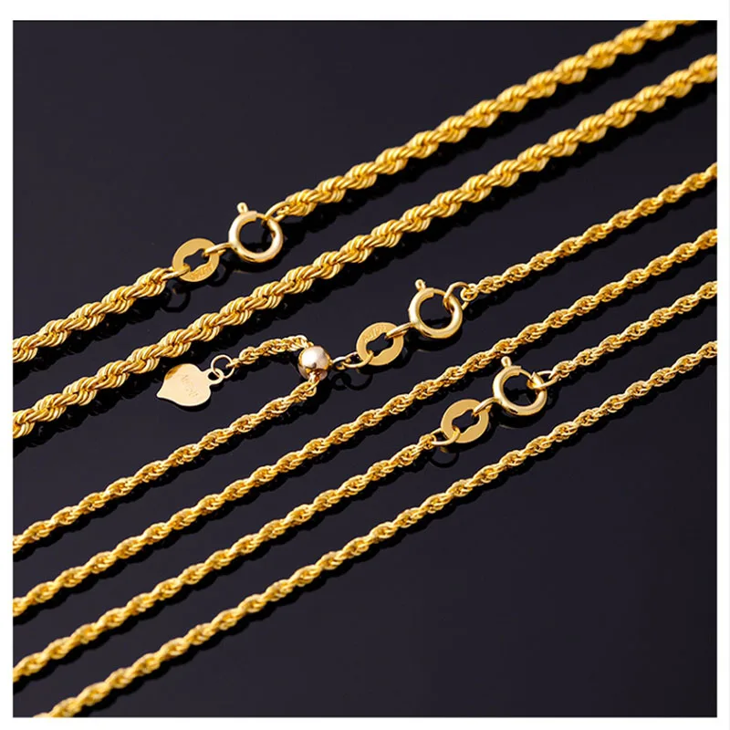 CHUHAN Jewelry 18k Gold Twisted chain AU750 Real Gold Hemp rope Necklace Fashion All-match models Fine Jewelry accessories