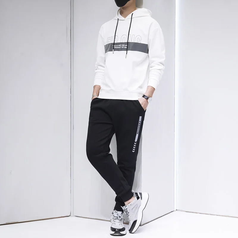 Мужской спортивный костюм из двух предметов повседневный в стиле пэчворк с