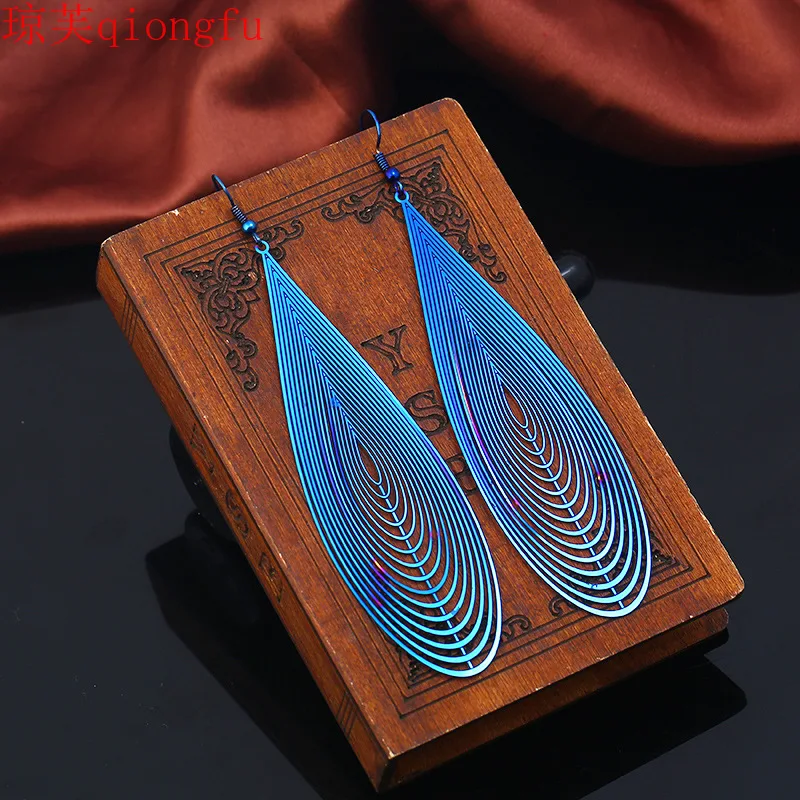 

Different new stainless steel colorful earrings, hollow metal jewelry, drop earrings, earrings, long women luxury jewelry