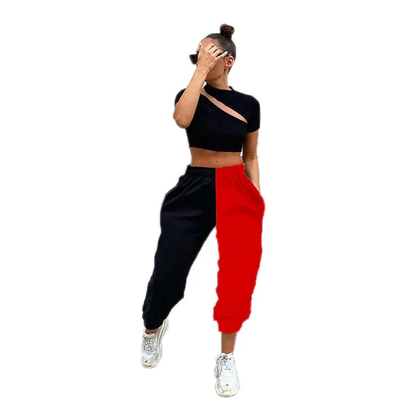 

Autumn and Winter Loose Casual Pants Women Street Casual Hip-hop Punk Harem Pants Loose Solid Color Patchwork Bloomers