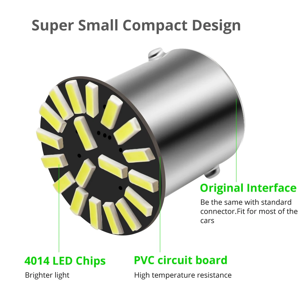 4 шт. 1156 Ba15s P21W светодиодный 19SMD 4014 супер яркий стоп-сигнал поворота лампы 12 В |
