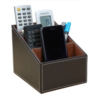 office accessories pu leather pen holder storage box stationery desk organizer black pencil cup remote control holder