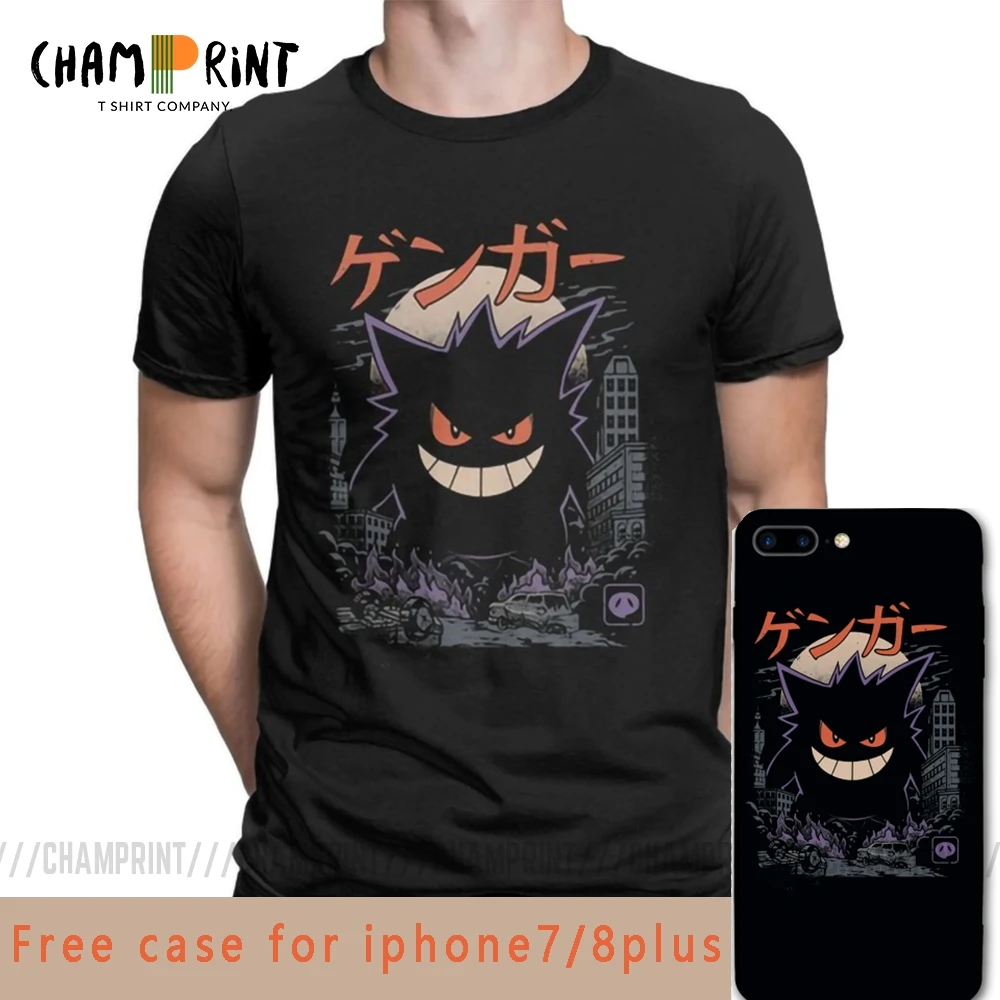 Gengar Kaiju японский стиль Одежда с покемоном комедии модные футболки для мужчин новинка чистый хлопок тройники короткий рукав Футболка уникальный