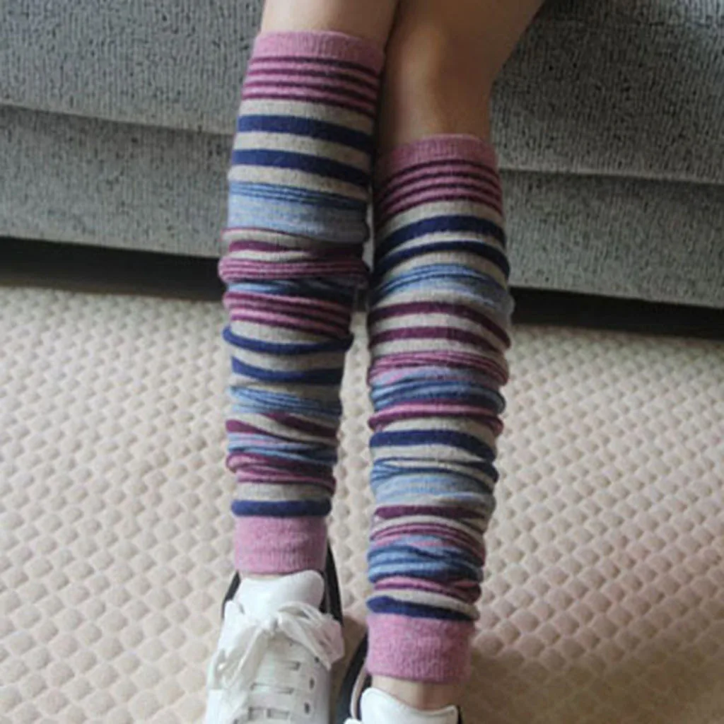 Зимние женские длинные носки скрученные Гольфы Новые гетры протектор крючком