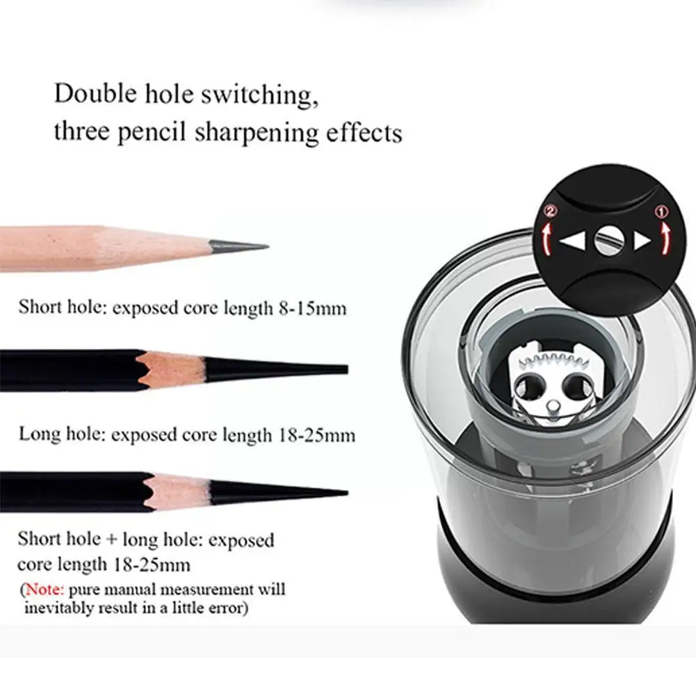 

Adjustable Automatic Pencil Sharpener Electric Stationery Sharpener Pencil Color Supplies School Office Translucent Machine R8L1