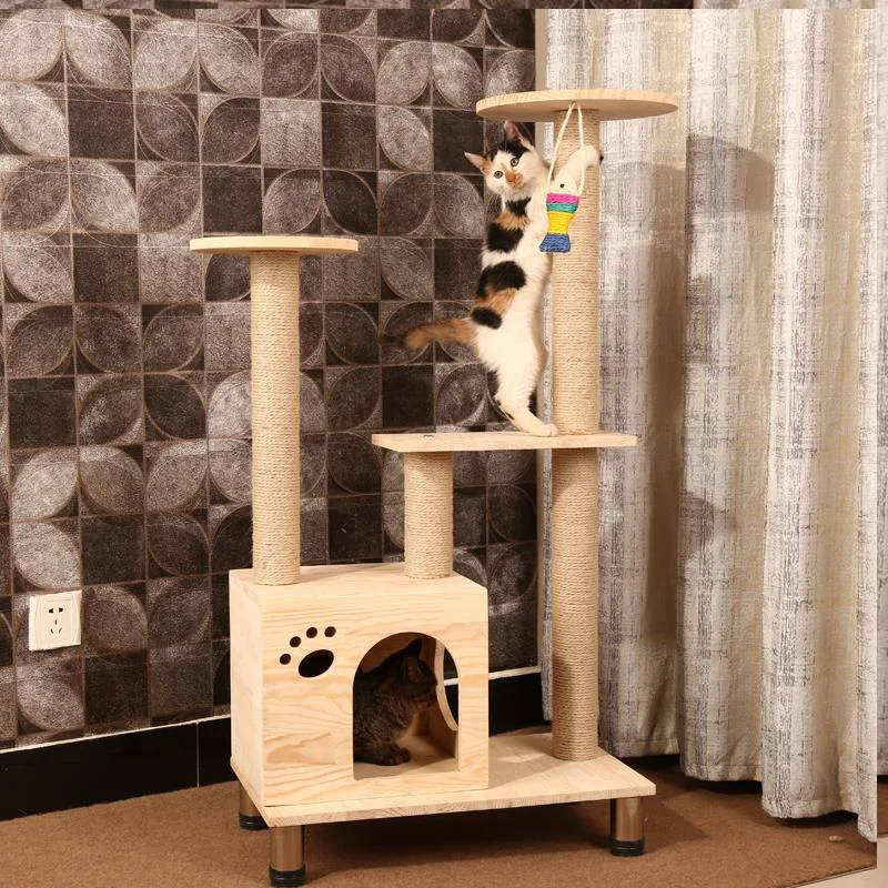 HEYPET кошка дерево башня мебель котенок игровой домик perches платформы лестницы кошачье дерево сизаль Когтеточка скалолазание рамка ПЭТ