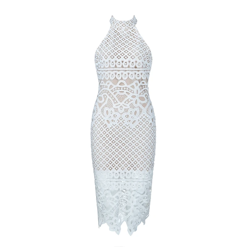 2019 элегантное белое с бежевым платье без рукавов на молнии открытой спиной