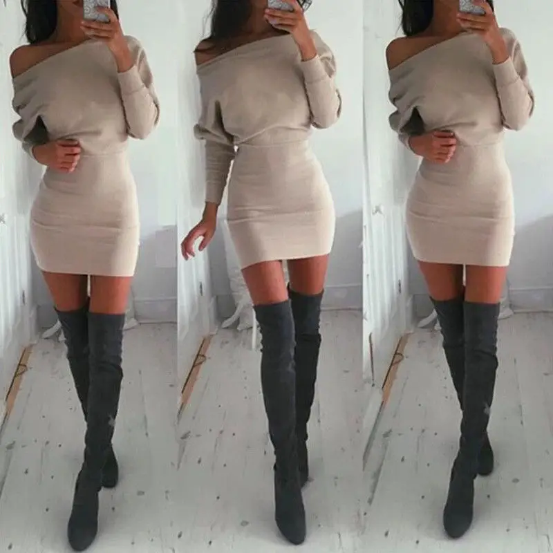 

Sexy Women Bodycon Elegant Off Shoulder Pencil Short Mini Dress Ladies Skinny Evening Party Mini Dresses Clothes