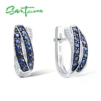 santuzza silver earrings for women 925 sterling silver stud earrings blue white cubic zirconia brincos party fashion jewelry