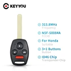 KEYYOU 10 шт для Honda 313,8 МГц ID46 чип N5F-S0084A дистанционный ключ для автомобиля для Honda Civic EX Si 2006 2007 2008 2009 2010 2011 Uncut