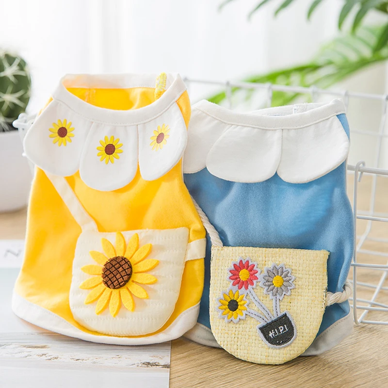 

Pet Clothes For Small Dogs Cats Spring Summer vest T-Shirt With satchel Cute Dog Clothing for Chihuahua Teddy Costume