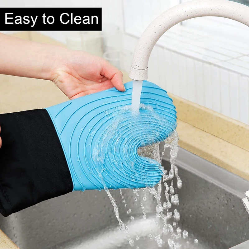 

1pair Macaron Thickened Microwave Oven Gloves Cotton Silicone Thread Baking Gloves Household Kitchen Insulation Gloves