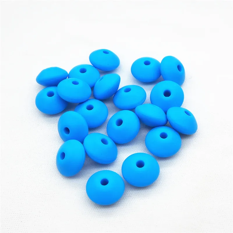 Chenkai 50 шт. силиконовые бусины в форме чечевицы DIY Baby Abacus подвеска-прорезыватель успокаивающие украшения изготовление аксессуаров бусины 12x7 мм BPA бесплатно