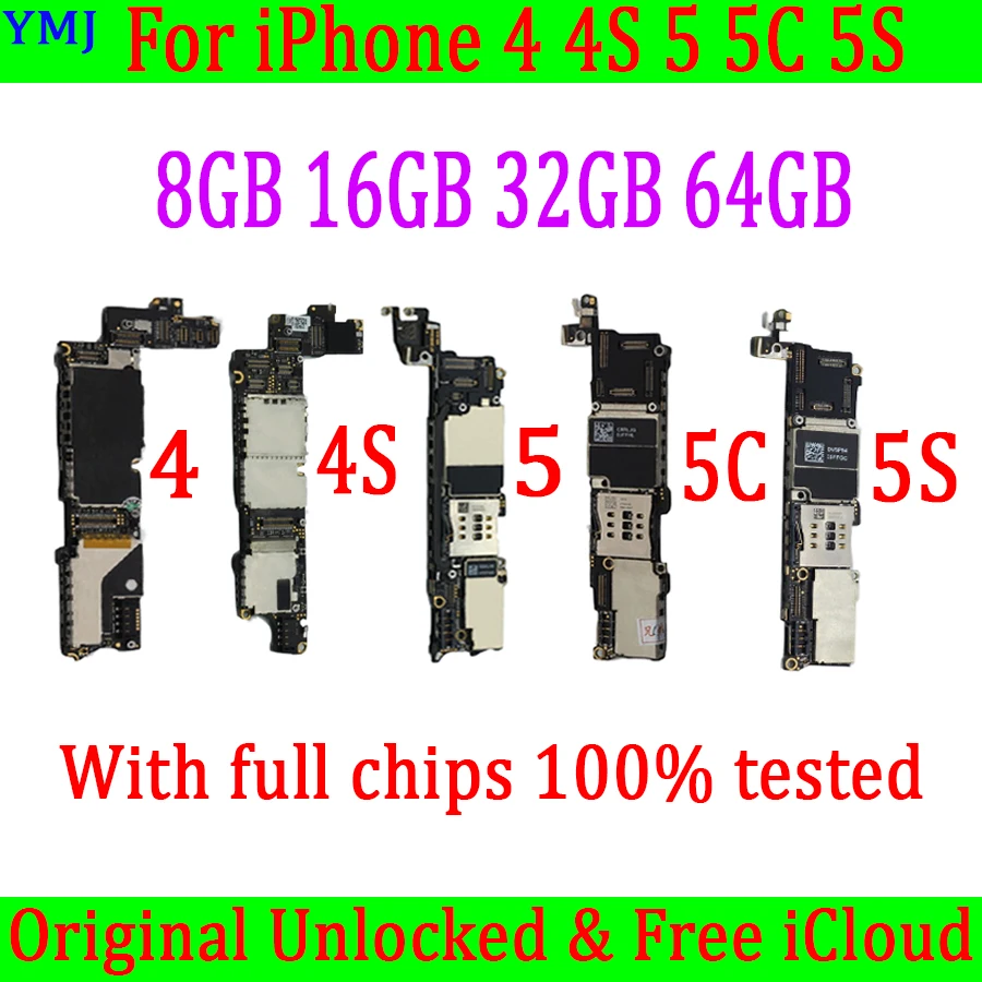 

100% Original Unlock For iphone 4 4S 5 SE 5C 5S 6 Puls 6S Plus Motherboard Full chips 100% Test No Touch ID Logic board 16GB 32