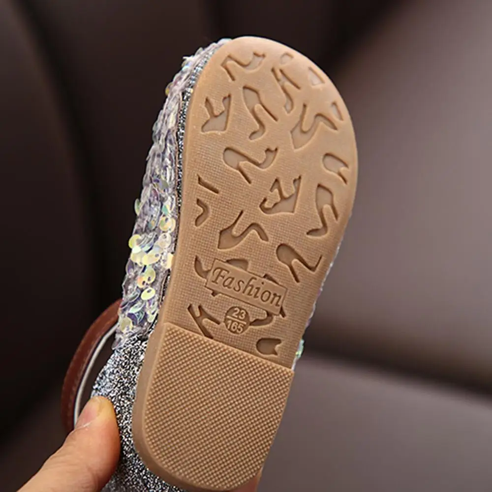 

Baby Girls Sequins Single Princess Shoes Kids Girl Party and Wedding Flat Heel Shoes Children Girls Casual Sandals Shoes RL2