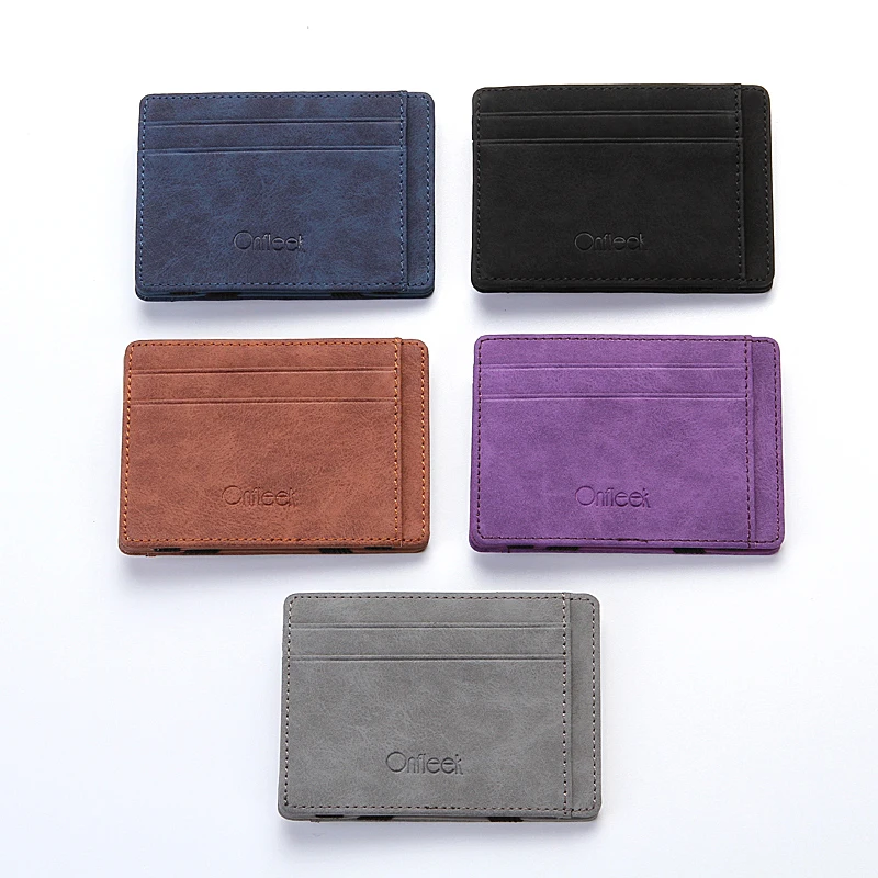 

CUIKCA Magic Wallet Magic Money Clip Zipper Purse Unisex Nubuck Leather Slim Wallet Coins Wallet ID Credit Card Cases