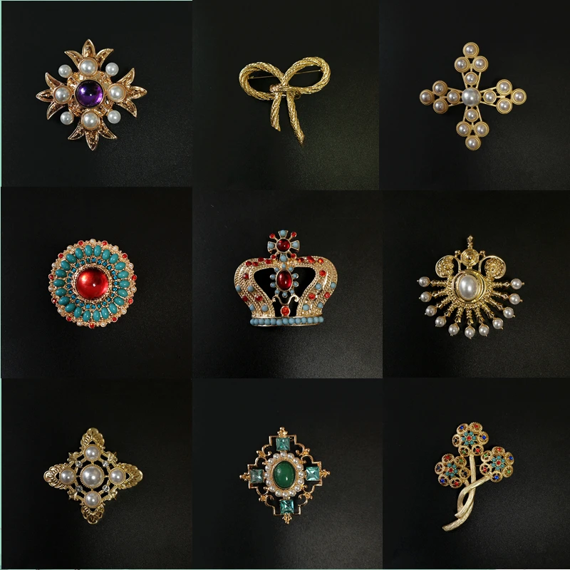 

Vintage Pearl Brooches Women Retro Rhinestone Baroque Style Weddings Banquet Brooch Pins Gifts Брошь в стиле барокко