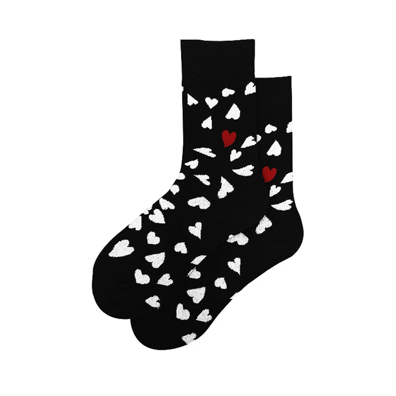

Street Fashion Cotton Adult Middle Calf Crew Socks Snowflake Red Love Heart Lovely Cute Comfortable Sweet Cool Casual Streetwear