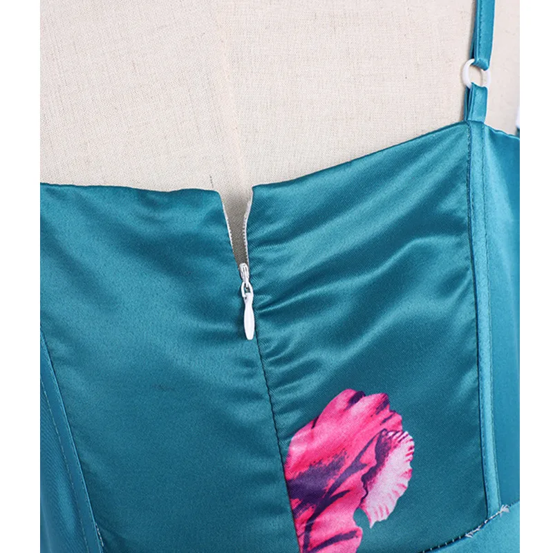 

2021 Women's Cake V-Neck Dress Sleeveless Sexy Casual Plus Size Suspenders Zipper Stitching Printing To Participate In Party Dre
