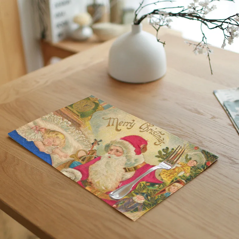 Веселые рождественские украшения Санта Клаус столовый коврик Снеговик