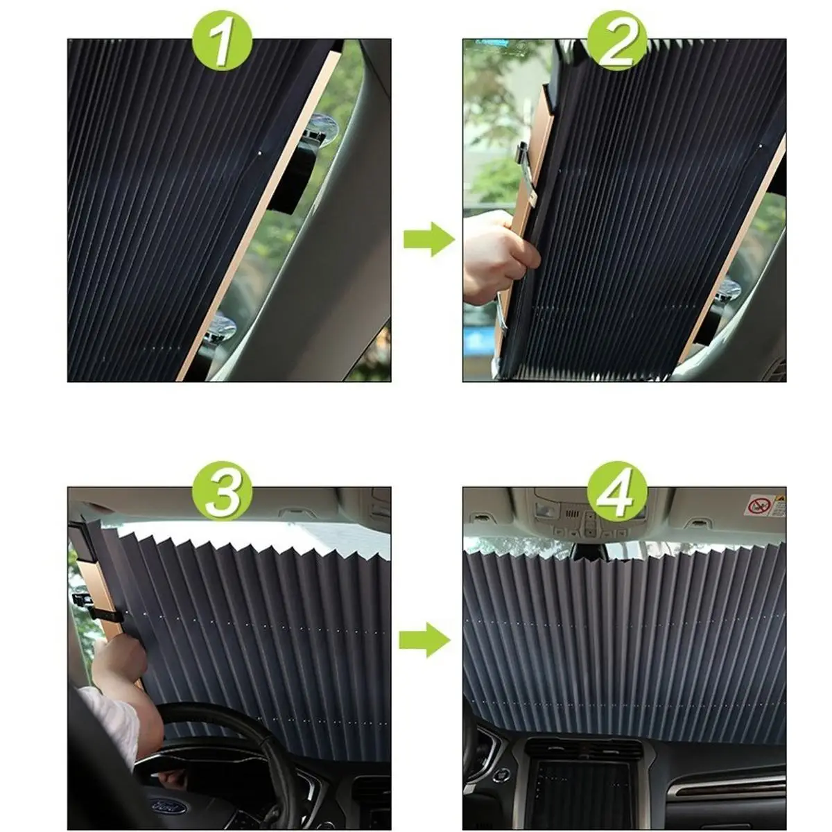 

70*155CM Car Retractable Windshield Sun Shade Block Sunshade Cover Front/Rear Window Foil Curtain for Solar UV Protect Sunshades