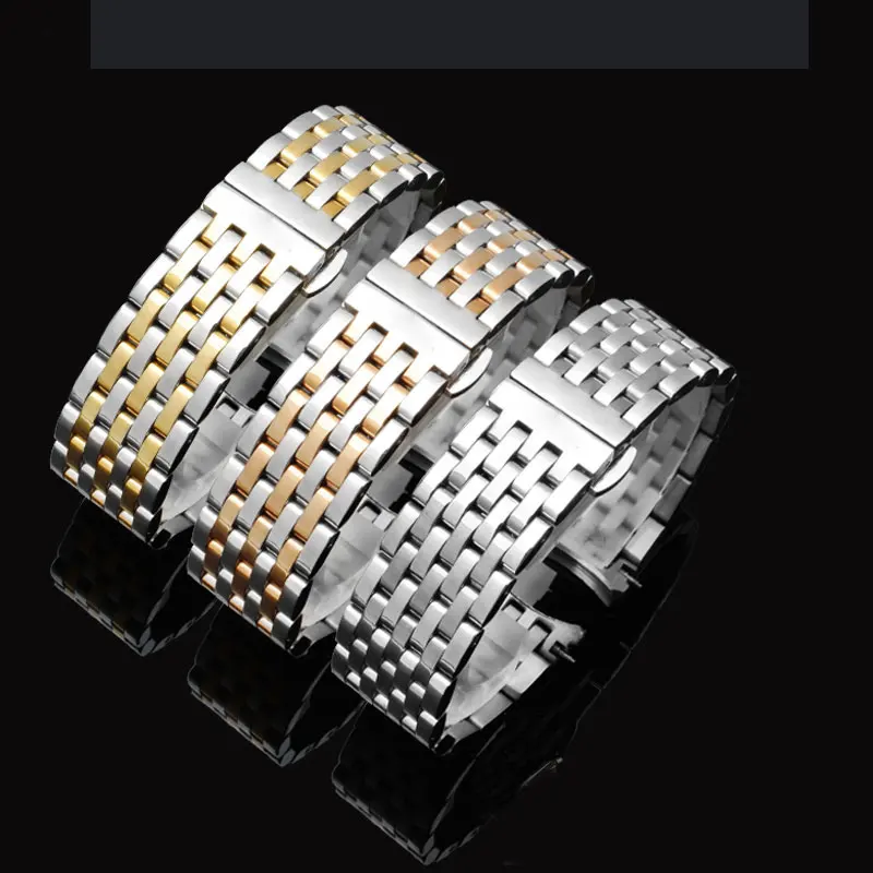 20 мм качественный ремешок для часов из нержавеющей стали золотой серебряный