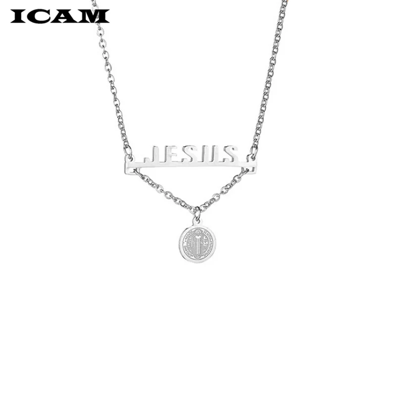 ICAM Новое модное ожерелье с подвеской в виде монеты из нержавеющей стали для