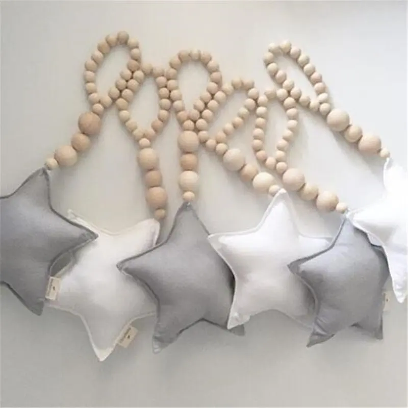 Скандинавский стиль деревянные бусины Луна Звезда Сердце Орнамент Ловец снов