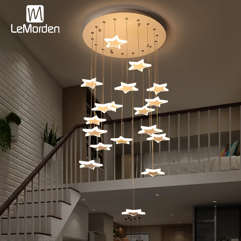 

Светодиодный ная подвесная Потолочная люстра, Минималистичная лампа в виде звезд в скандинавском стиле, длинный потолочный светильник для ...