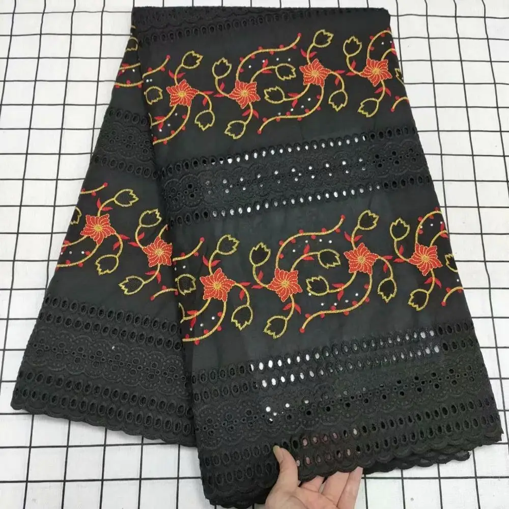 

New Coming Black African Women's Cotton Fabric Swiss Voile Lace Material For Dress TYC4(5Yards/Lot)