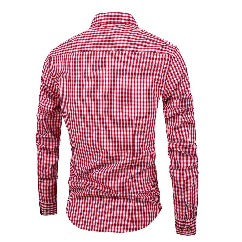 Camisa Masculina мужская рубашка с длинным рукавом и отложным воротником, Повседневная рубашка с рисунком в клетку, модная мужская Повседневная Базовая рубашка