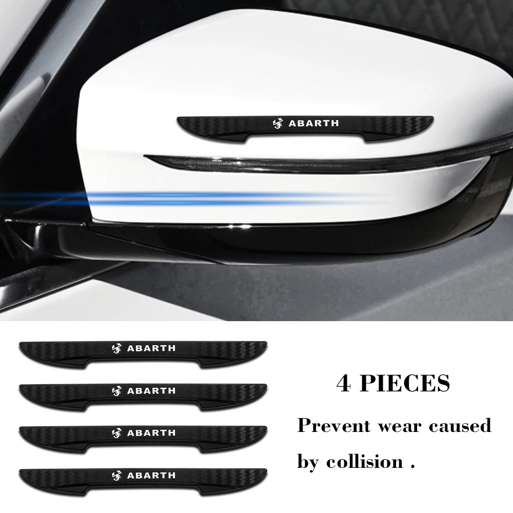 

4Pcs Car Door Rearview Mirror Anti-Collision Bumper Stickers For Abarth 500 Grande Punto Evo 595 Stilo Ducato Palio Bravo Doblo