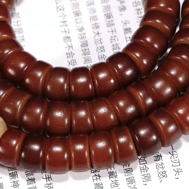 

Tibetan Buddhism folk collection antique old bodhi root prayer beads rosary bracelet necklace with plant seeds antique features
