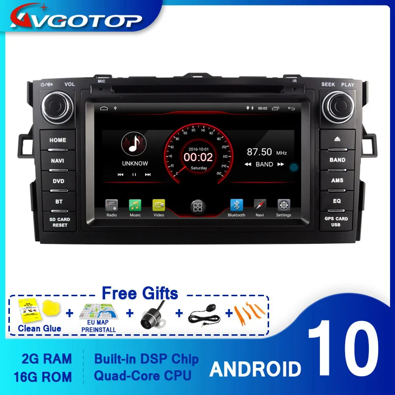 AVGOTOP Android 10 WINCE Bluetooth GPS автомобильный Радио dvd плеер для TOYOTA AURIS 2007 2G 16G MP3 MP4