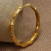 24k dubai india ethiopian bamboo yellow solid gold filled lovely bangles for women girls party jewelry banglesbracelet gifts