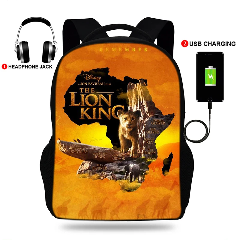 Подгонянный новый рюкзак USB The Lost Lion Kingdom с принтом школьная сумка для школьников