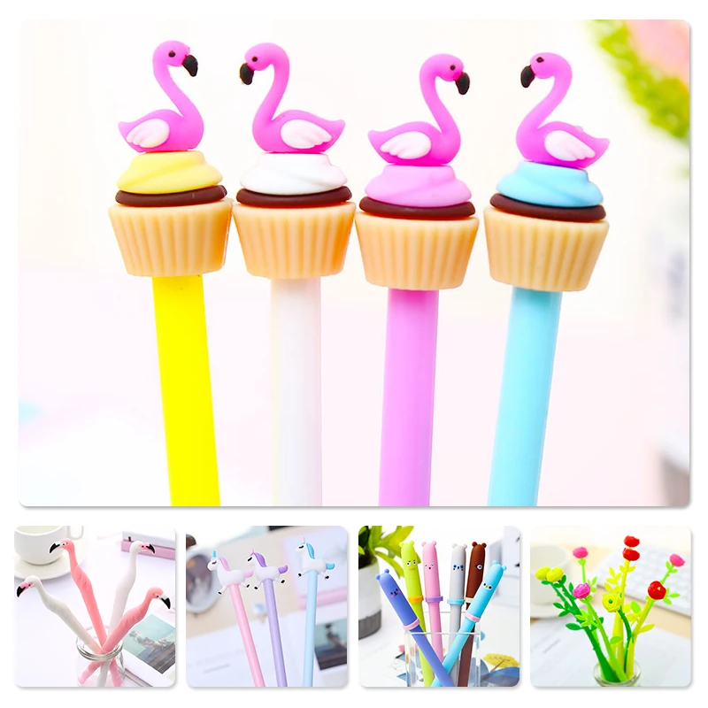 Creative Kawaii Cute Flamingo Unicorn Black Cat Gel Pens Animal Flower Rabbit Anime Kawai School Office Supply Stationery Thing |