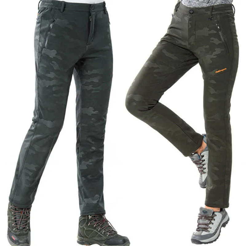 Мужские и женские уличные зимние брюки из мягкой ткани с бархатной подкладкой