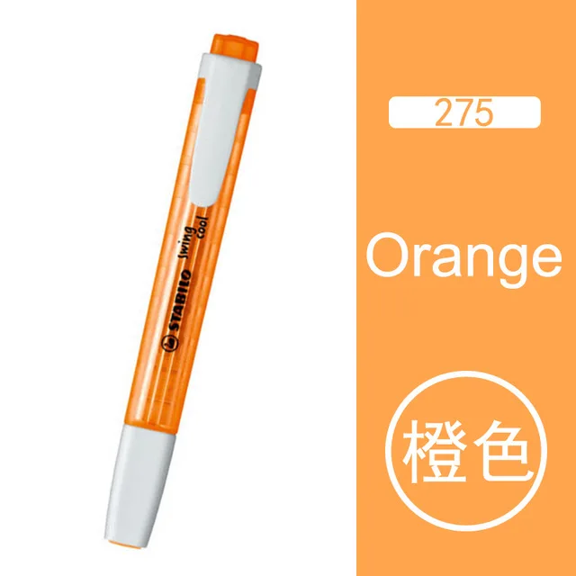 Orange Stabilo кристаллический стержень PP материал хайлайтер 1 шт. SwingCool 275 не токсичный маркер ручка для офиса/студента с маркером - Цвет: Orange