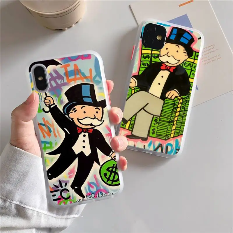 

Cartoon Dollar Monopoly Phone Case For iphone 13 12 11 xr xs x 7 8 pro max Plain Soft TPU Silicone Clear Case