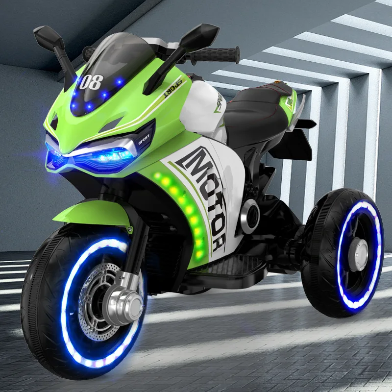Детский Электрический мотоцикл зарядный Большой трехколесная детская коляска