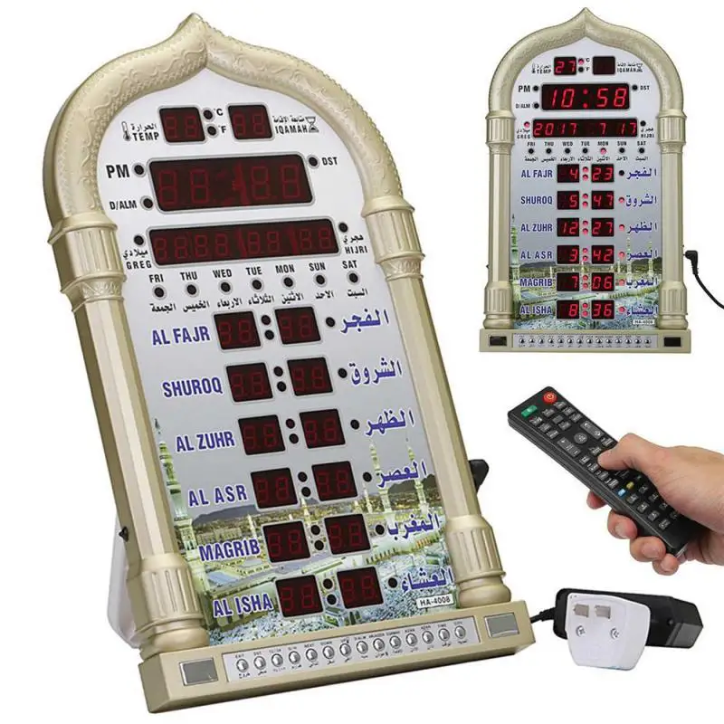 new Digital Home Decor Gift Azan Clock Mosque Ramadan Muslim Prayer Islamic Music Playing Time Reminding Calendar LED | Дом и сад