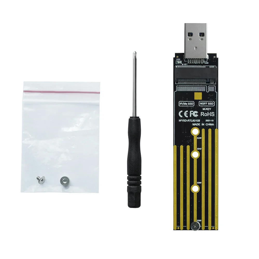 Адаптер M.2-USB двойной протокол Φ M.2 NVME PCIe NGFF SATA M2 поддержка карт 2230 2242 2260 2280 NVME/SATA SSD
