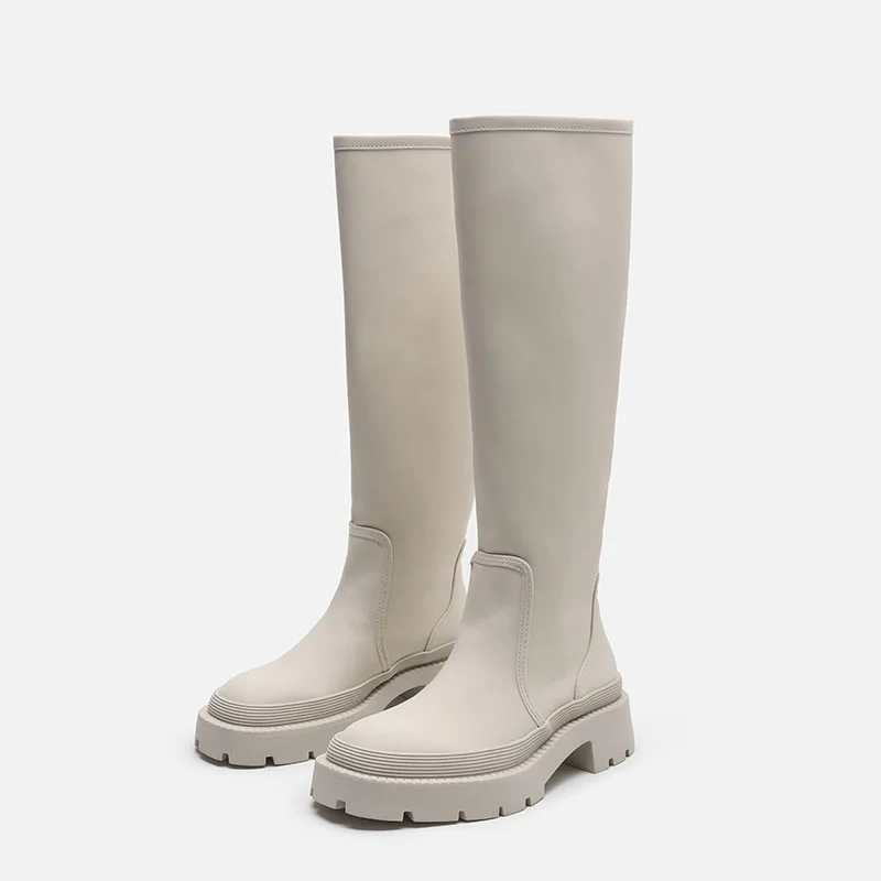 

Knight Handsome Women Thick-soled Platform Shoes Winter Knee High White Chelsea Boot Botas Feminina Rain Boots
