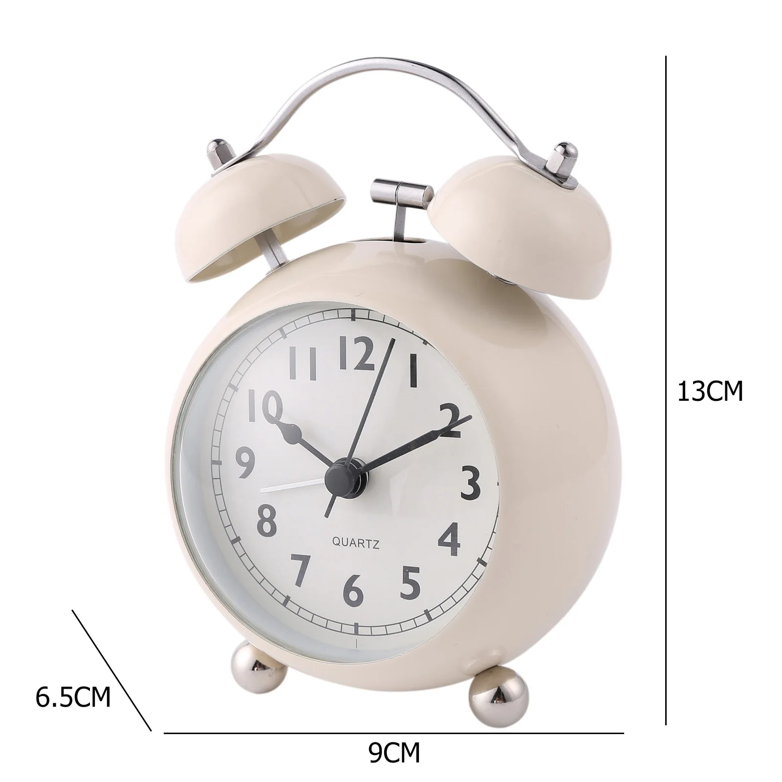 

Analog Alarm Clock Simple Super Silent Non Ticking Table Small Clock with Night Light, Metal Design, Battery Operated, for Bedro