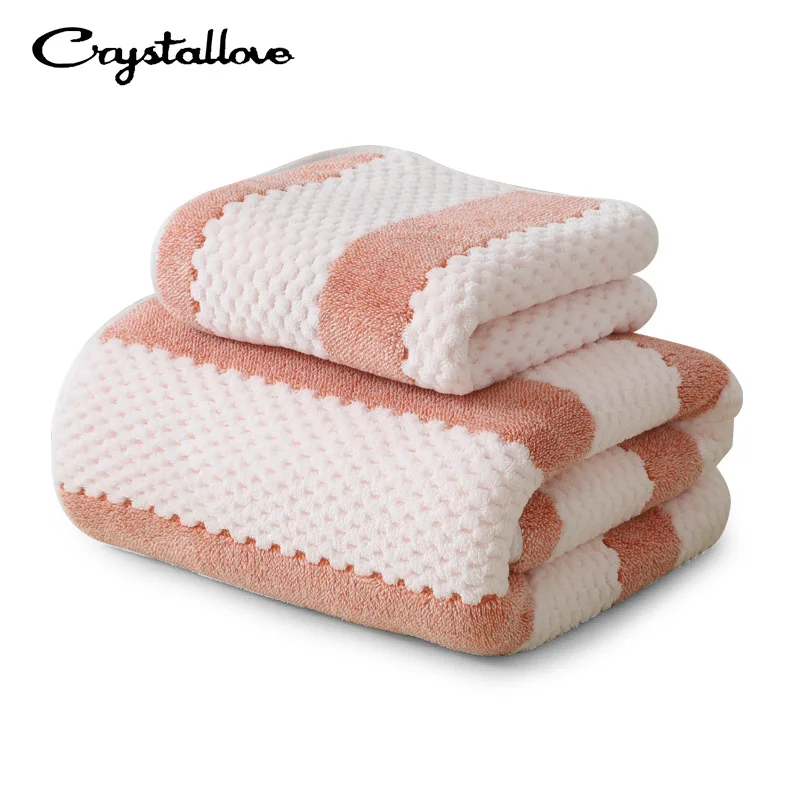 

CRYSTALLOVE Polyester Nylon Set Adult Household Bath Towel Face Towel Thick Absorbent Luxury Bathroom Toalha Praia