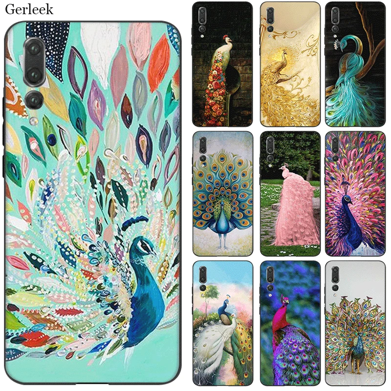 Silicone Phone Case For Huawei P30 P20 P10 P8 P9 Lite Pro P Smart Cover Peacock Bag Shell | Мобильные телефоны и